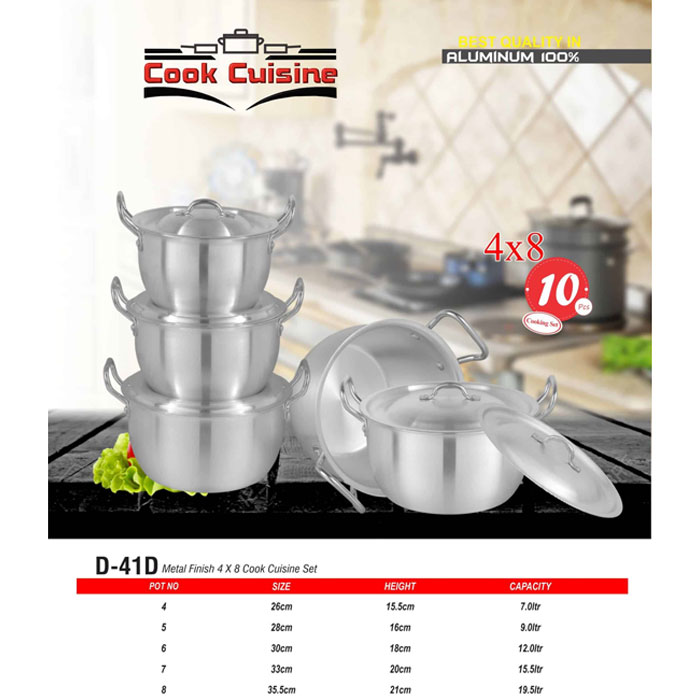 Domestic Cook Cuisine 4×8 Cooking Set 10 Pcs - D-41D 5 Domestic Cook Cuisine 4×8 Cooking Set 10 Pcs - D-41D
