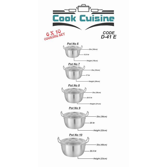 Domestic Cook Cuisine 6×10 Cooking Set 10 Pcs - D-41E
