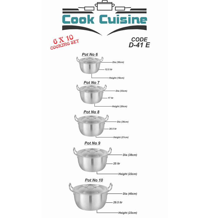 Domestic Cook Cuisine 6×10 Cooking Set 10 Pcs - D-41E
