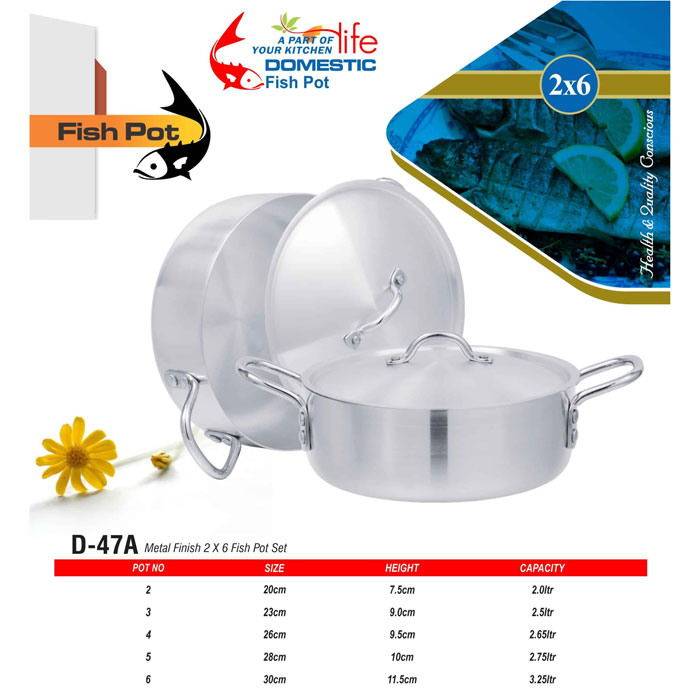 Domestic Metal Finish 2 X 6 Fish Pot Set - D-47A