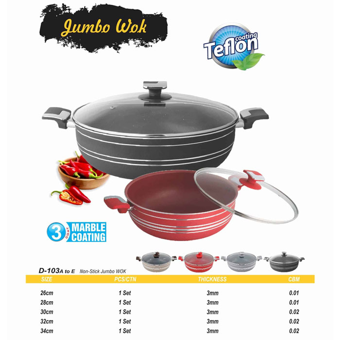 Domestic Non Stick Jumbo Wok 30 Cm - D-103C