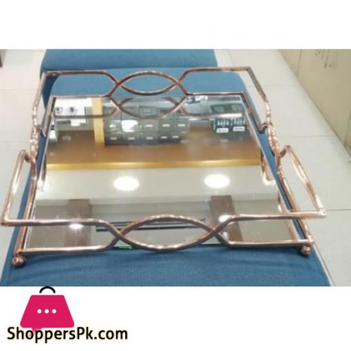 Elegant Zig Mirror Tray Copper Large - YB0001