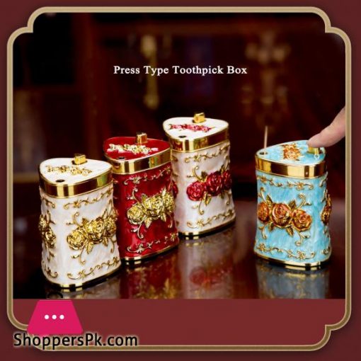 European Retro Press type Toothpick Holder Fashion Toothpick Box Luxury Restaurant Hotel Household Toothpick Dispenser BoxToothpick Holders