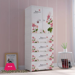 Flower Design Bedroom Double Door Style Plastic Clothes Cupboard Wardrobe For Baby