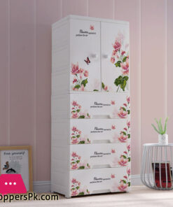 Flower Design Bedroom Double Door Style Plastic Clothes Cupboard Wardrobe For Baby