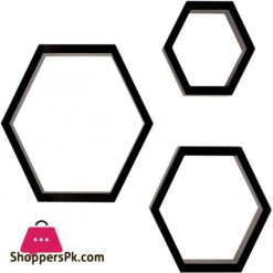 Gallery Solutions Black Hexagallery Geometric Decorative Set Of 3 Wall Mounted Floating Shelves 1225 X 425 X 1075 Inches 613 Pounds 3 Count