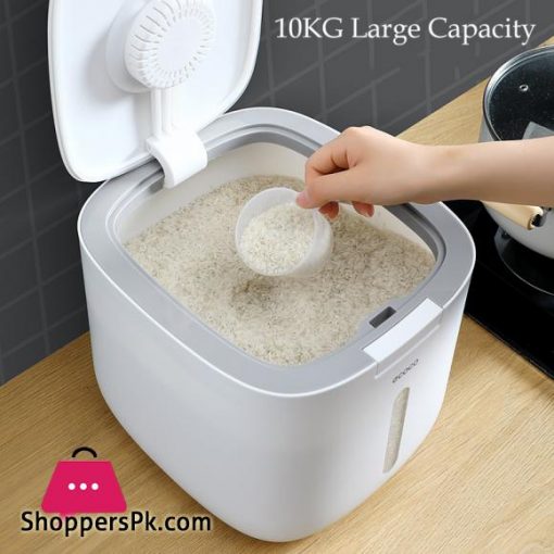 Household Kitchen Rice Storage Box Sealed Insect Proof Moisture Proof Pressed Rice Bucket Plastic Food Storage Container 10KgBottlesJars Boxes