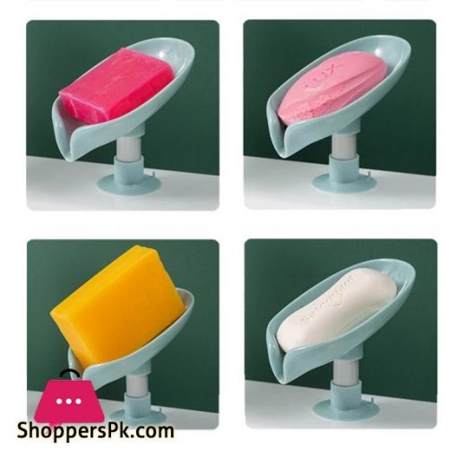 Leaf shaped Soap Dish Box Soap Holder Drain Rack Toilet Soap Box Perforated Free Standing Suction Cup Travel Bathroom AccessoriePortable Soap Dishes