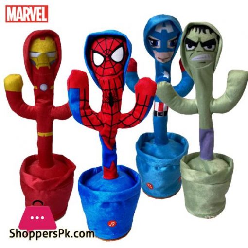 Spiderman Talking Toy Dancing Cactus Doll Marvel Avengers Speak Talk Sound Record Repeat Toy Captain America Iron Man Kid Gift