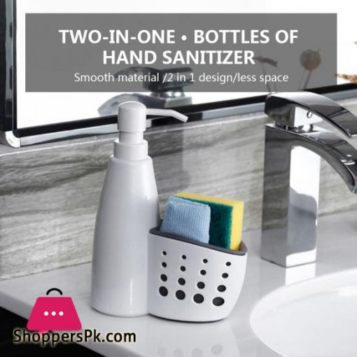 Multifunctional 2 In 1 Soap Bottle Sponge Drainboard Plastic Liquid Soap Dispenser Kitchen Bathroom Hand Press Type DispenserLiquid Soap Dispensers