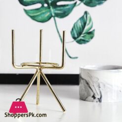2Pcs Nordic Home Minimalist Style Marble Vase Wrought Iron Tabletop Succulent Flower Pot Gold White Ceramic L S