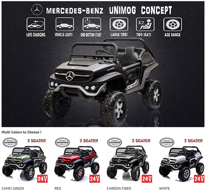 Official Licensed Mercedes-Benz Electric Ride-On Vehicle Car Truck For Kids Battery Powered Toy With Remote Control 24V 2-Seater 