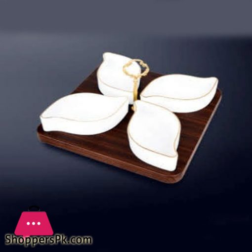 Royal Serving Dish With Wooden Base - 319