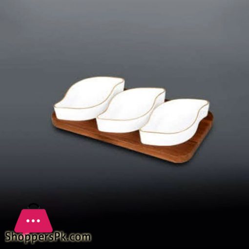 Royal Serving Dishes With Wooden Base - 317