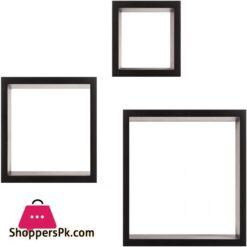 Pinnacle Frames And Accents Black Floating Square Wall Shelves Nested Cubes Set Of 3 9 By 9 3
