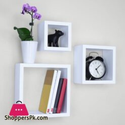 Ballucci Square Cube Floating Wall Shelf Set of 3 White