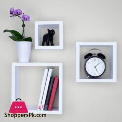 Ballucci Square Cube Floating Wall Shelf Set Of 3 White