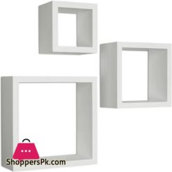 Ballucci Square Cube Floating Wall Shelf Set Of 3 White