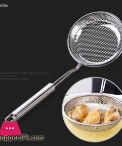 Stainless steel frying colander household fence mesh kitchen large spoon scoop filter net mesh spoonColanders Strainers