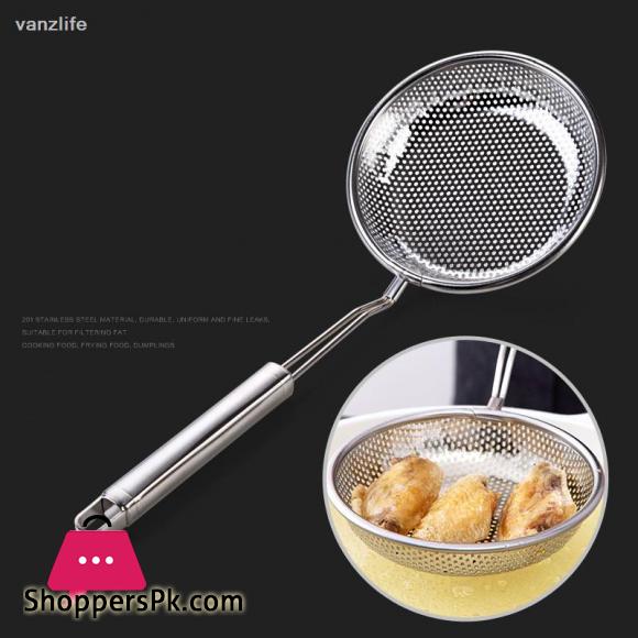 Stainless Steel Frying Colander Household Fence Mesh Kitchen Large Spoon  Scoop Filter Net Mesh Spoon in Pakistan