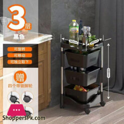 Stainless Steel with Plastic Rotating Rack Vegetable Basket Kitchen Organizer Storage Rack
