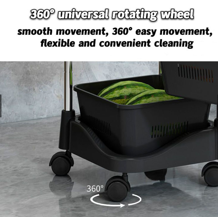 Stainless Steel With Plastic Rotating Rack Vegetable Basket Kitchen Organizer Storage Rack