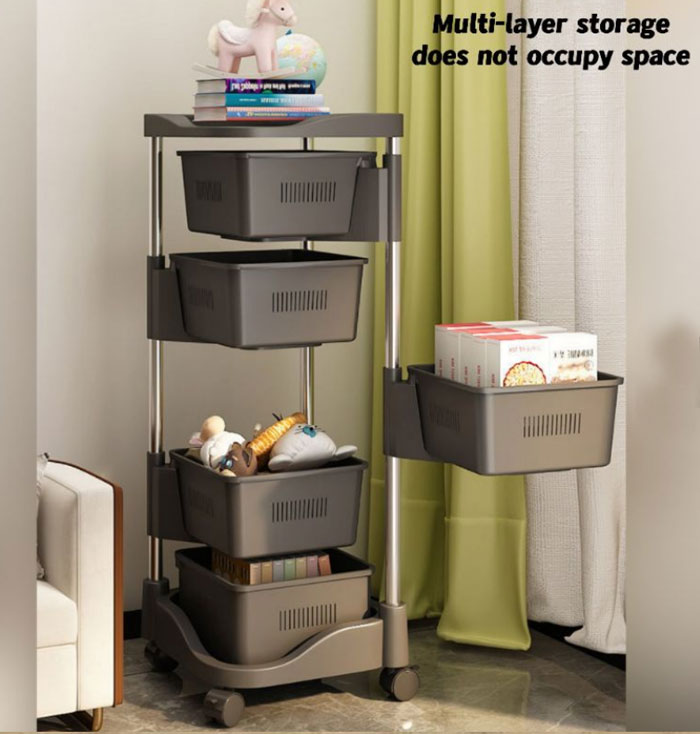 Stainless Steel With Plastic Rotating Rack Vegetable Basket Kitchen Organizer Storage Rack