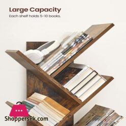 Vasagle Tree Bookshelf 8 Tier Floor Standing Bookcase With Wooden Shelves For Living Room Home Office Rustic Brown Ulbc11Bx