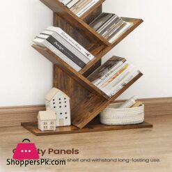 Vasagle Tree Bookshelf 8 Tier Floor Standing Bookcase With Wooden Shelves For Living Room Home Office Rustic Brown Ulbc11Bx