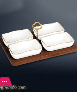 Wave Serving Dishes With Wooden Base - 325
