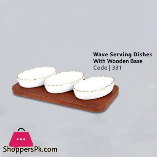 Wave Serving Dishes With Wooden Base - 331