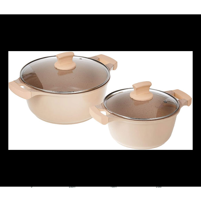 Winsor Wr6003 9 Pcs Cast Non-Stick Cookware Set - Beige