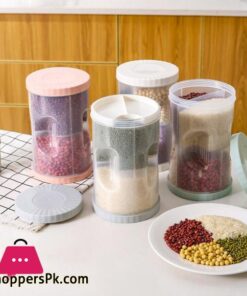 25 L food sealed container with closed rotating lid 4 compartments used for flour cereal sugar kitchen accessoriesStorage Bottles Jars