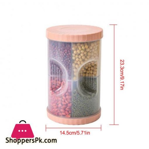 25 L food sealed container with closed rotating lid 4 compartments used for flour cereal sugar kitchen accessoriesStorage Bottles Jars