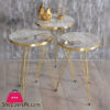 3 Pieces Table Set Top Marble Sheet With 3 Stylish Gold Legs Coffee Table