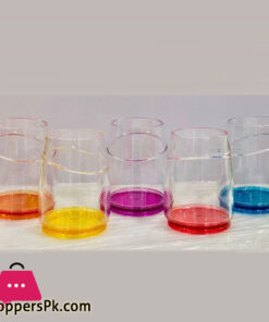 Acrylic Glass with Colorful Base Taiwan Made Set of 6