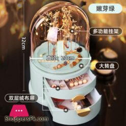 Acrylic Led Lamp Jewelry Makeup Box 360 Degree Rotating Jewelry Earrings Storage Organizer Drawer Desk Dust Proof Jewel Shelfmakeup Organizers