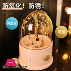 Acrylic Led Lamp Jewelry Makeup Box 360 Degree Rotating Jewelry Earrings Storage Organizer Drawer Desk Dust Proof Jewel Shelfmakeup Organizers