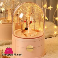 Acrylic Led Lamp Jewelry Makeup Box 360 Degree Rotating Jewelry Earrings Storage Organizer Drawer Desk Dust Proof Jewel Shelfmakeup Organizers
