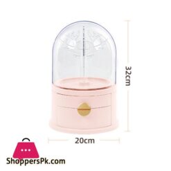 Acrylic Led Lamp Jewelry Makeup Box 360 Degree Rotating Jewelry Earrings Storage Organizer Drawer Desk Dust Proof Jewel Shelfmakeup Organizers