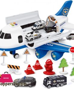 FUN LITTLE TOYS Airplane Toys with 6 Police Die cast Toy Cars and Accessories Police Airplane Play Vehicle Set for Kids Gifts Toys for 345 Year Old Boys