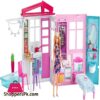 Barbie Doll And Dollhouse Portable 1 Story Playset With Pool
