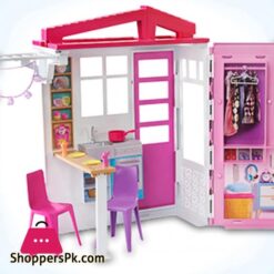 Barbie Doll And Dollhouse Portable 1 Story Playset With Pool
