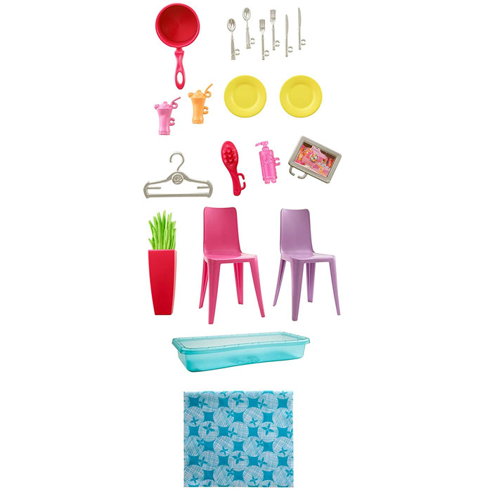 Barbie Doll And Portable Dollhouse With 1-Story Playset With Pool