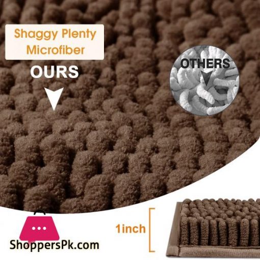 BYSURE Brown Bathroom Rug Set 3 Piece Bath Rugs Toilet Rugs and Mats Sets Extra Absorbent Shaggy Chenille Bathroom Mat Set Soft Dry Bathroom Rugs Sets and Mats Sets Non Slip Washable Rugs