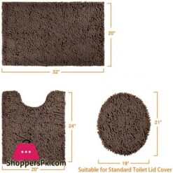 Bysure Brown Bathroom Rug Set 3 Piece Bath Rugs Toilet Rugs And Mats Sets Extra Absorbent Shaggy Chenille Bathroom Mat Set Soft Dry Bathroom Rugs Sets And Mats Sets Non Slip Washable Rugs