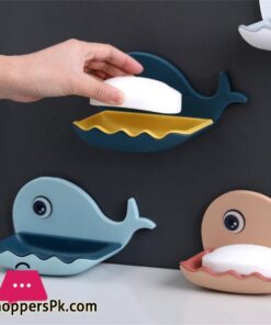 Cartoon Whale Bathroom Soap Dish Holder Bathroom Hanging Soap Box Storage Shelf Plastic Wall Mounted Draining Organizer TraySoap Dishes