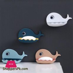 Cartoon Whale Bathroom Soap Dish Holder Bathroom Hanging Soap Box Storage Shelf Plastic Wall Mounted Draining Organizer Traysoap Dishes