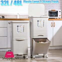 3842L Large Capacity Trash Can 23 Layers Double Deck Waste Sorting Bins Kitchen Household Restaurant Dustbin Storage Waste Binstorage Boxes Bins