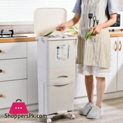 3842L Large Capacity Trash Can 23 Layers Double Deck Waste Sorting Bins Kitchen Household Restaurant Dustbin Storage Waste Binstorage Boxes Bins